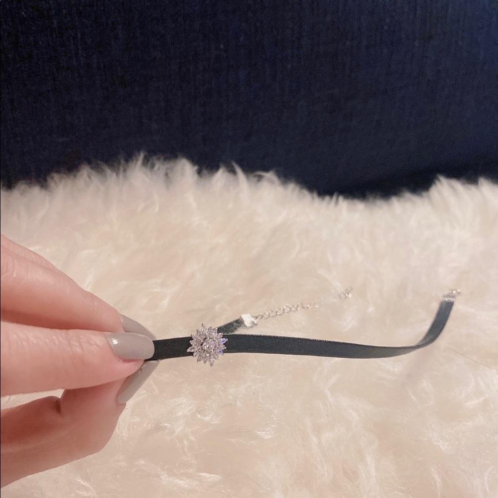 Just Reduced! Black Leather and Crystal Choker | Necklace